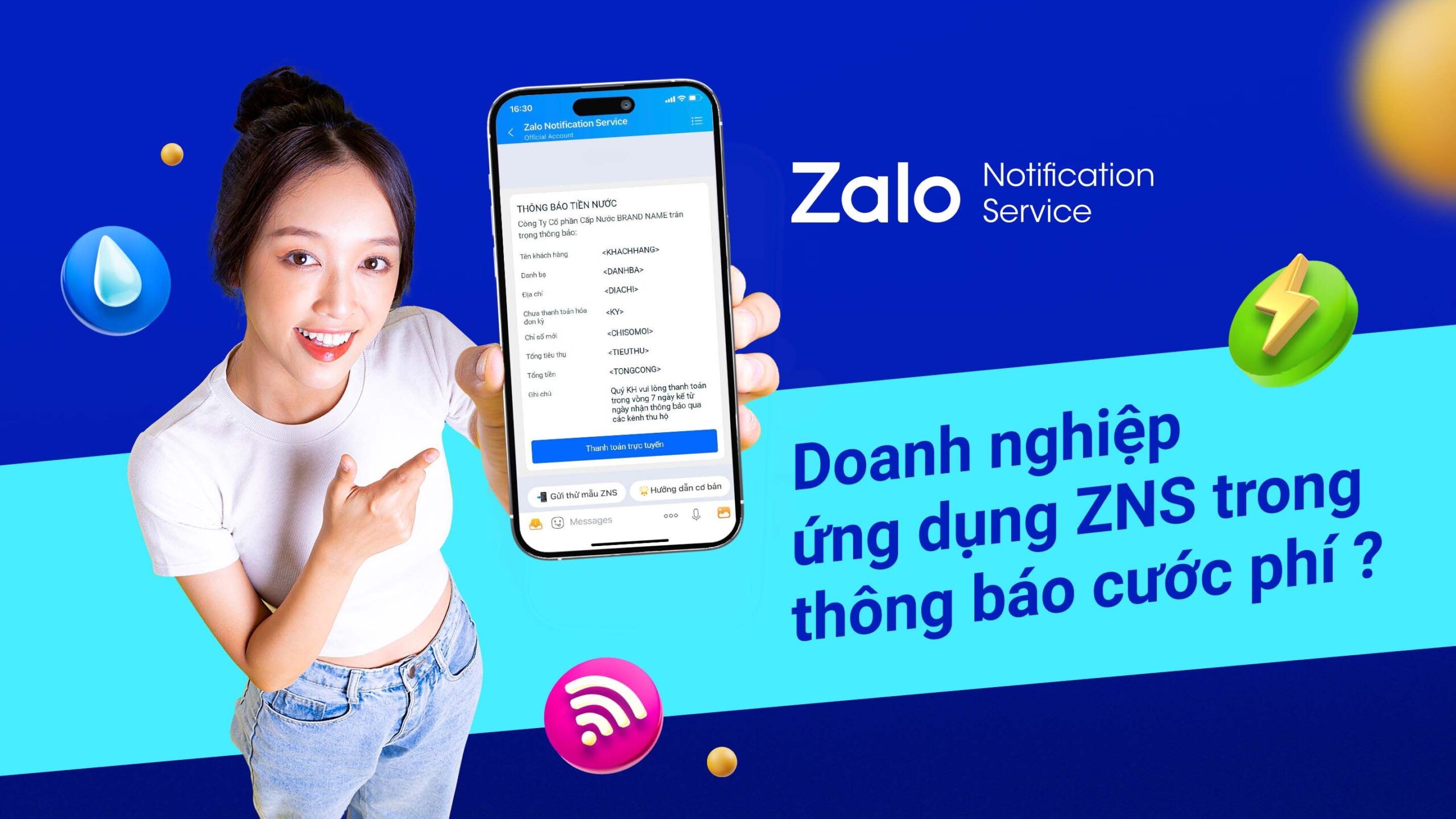 Thông báo cước phí dịch vụ sinh hoạt bằng ZNS