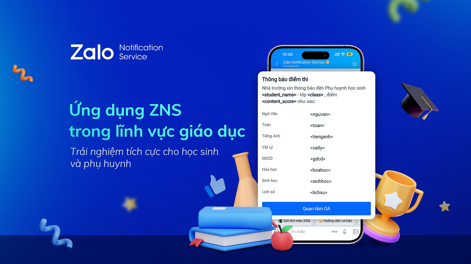 Ứng dụng gửi thông báo ZNS trong lĩnh vực Giáo dục